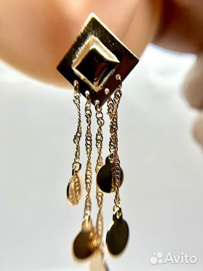 Оригинальные серьги под золото 7 см