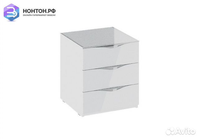 Тумба прикроватная Глосс с 3 ящиками белый глянец