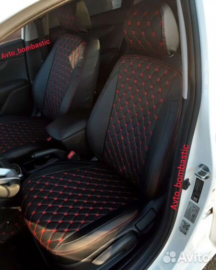 Чехлы Kia Rio4 / Solaris2 / Веста Bombastic красно