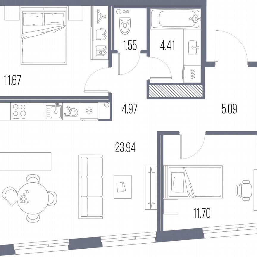 2-к. квартира, 63,3 м², 10/10 эт.