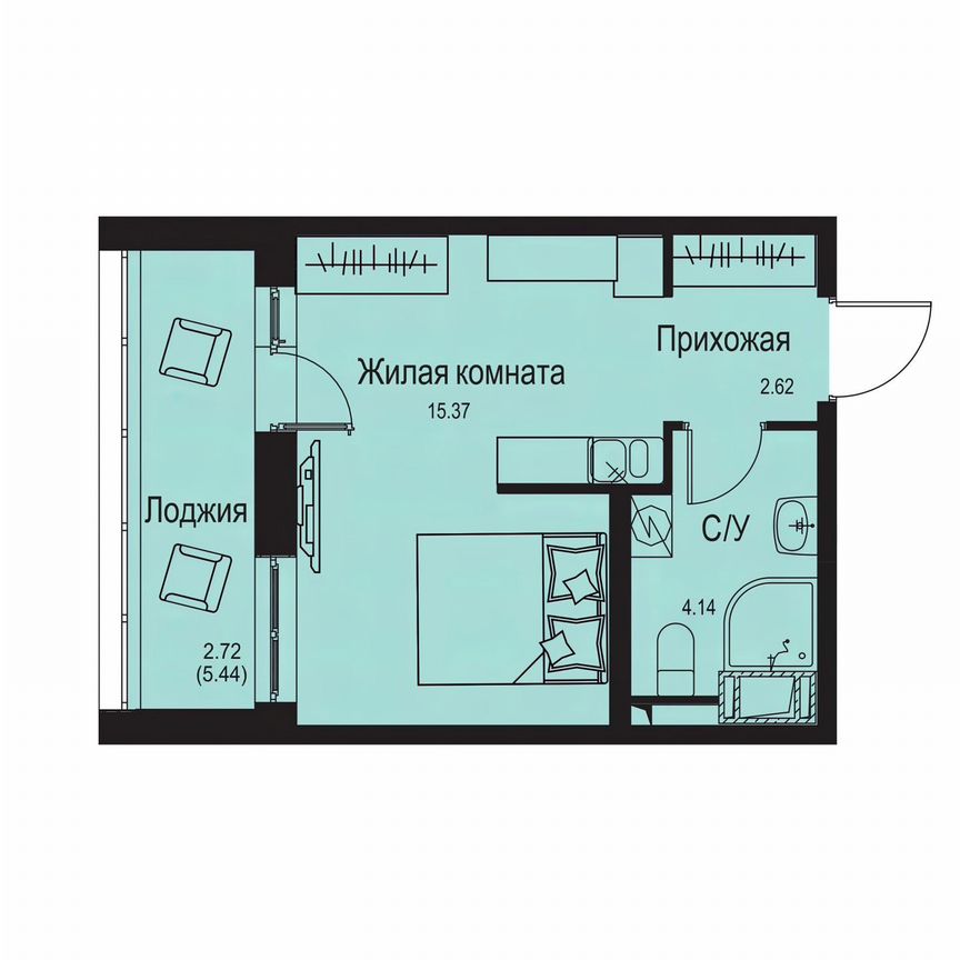 Квартира-студия, 24,9 м², 2/9 эт.