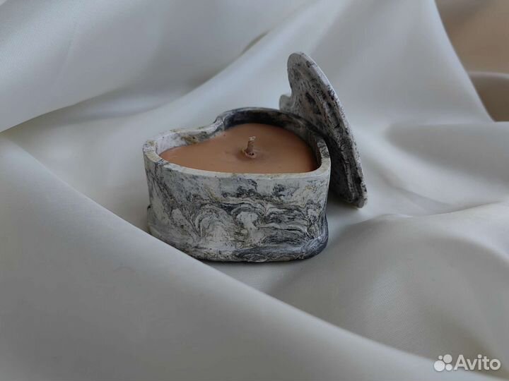 Подсвечник-шкатулка «Сердечко» с крышкой гипсовый