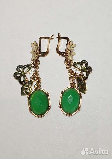 Серьги с хризопразом