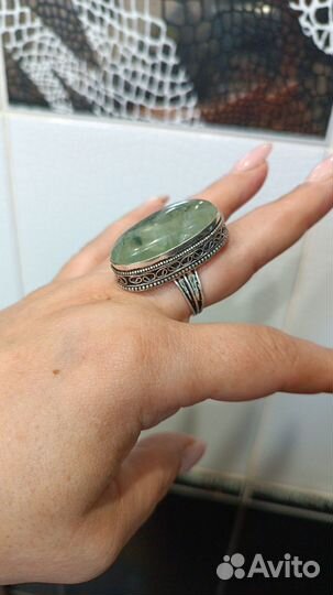 Серебро, кольцо и подвес с принитом