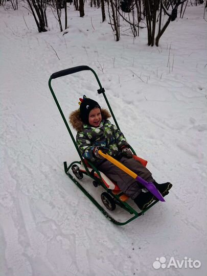 Детские санки с большими колесами
