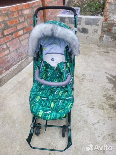 Коляска - санки Ника Зелёный нд7-8SK-дм/2