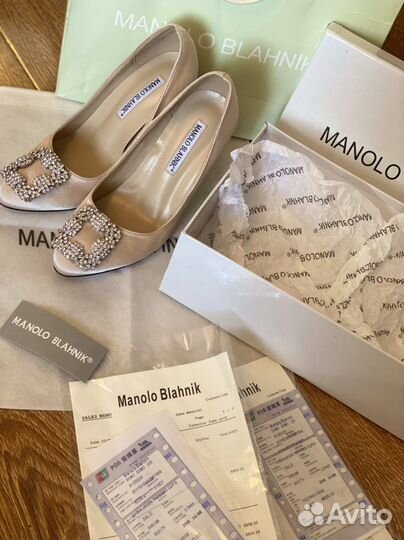 Туфли manolo blahnik 37 жемчужный цвет
