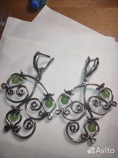 Серьги нефрит Винтаж