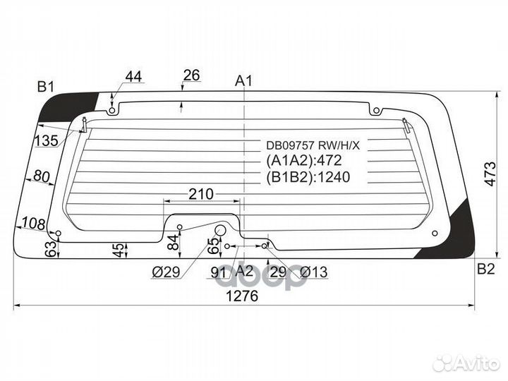 Стекло заднее с обогревом 8 отв. ford maverick
