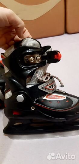 Коньки хоккейные детские, раздвижные, размер 30-33