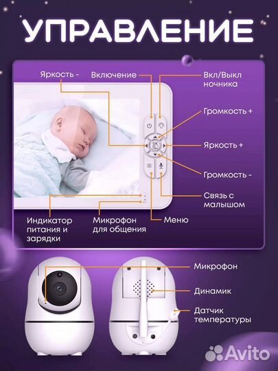 Видеоняня радионяня с камерой и монитором Baby mon