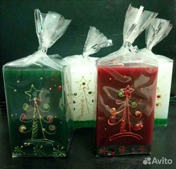 Новогодний подарок Свеча с ёлкой. Свечи ручной раб