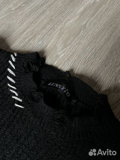 Рванный свитер черный унисекс оверсайз yk2