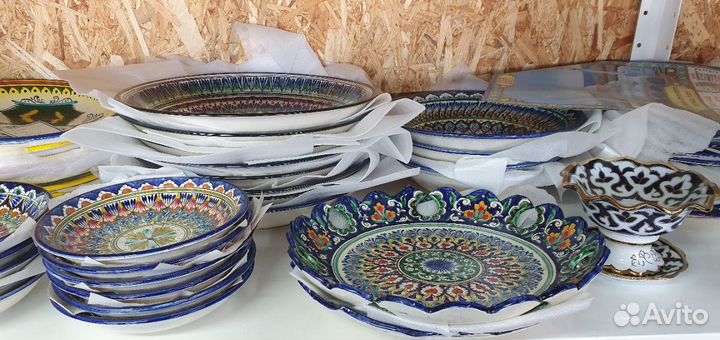 Узбекская посуда фарфор керамика Пахта, Риштан