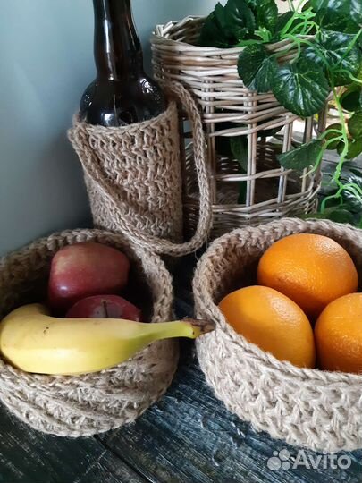 Вязаные корзинки. Ручная работа