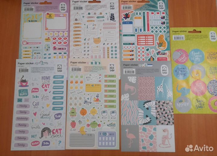 Набор наклеек стикеров Meshu Мишу 7 листов