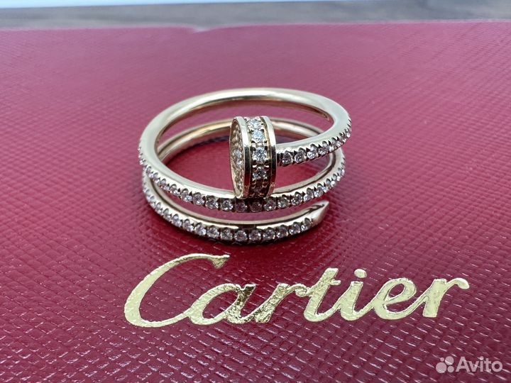 Золотое кольцо cartier гвоздь с бриллиантами 7г