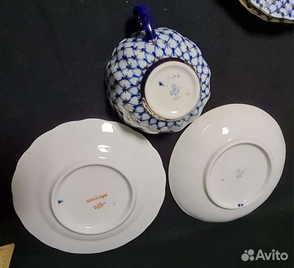 Чайная Тройка лфз Кобальтовая сетка СССР