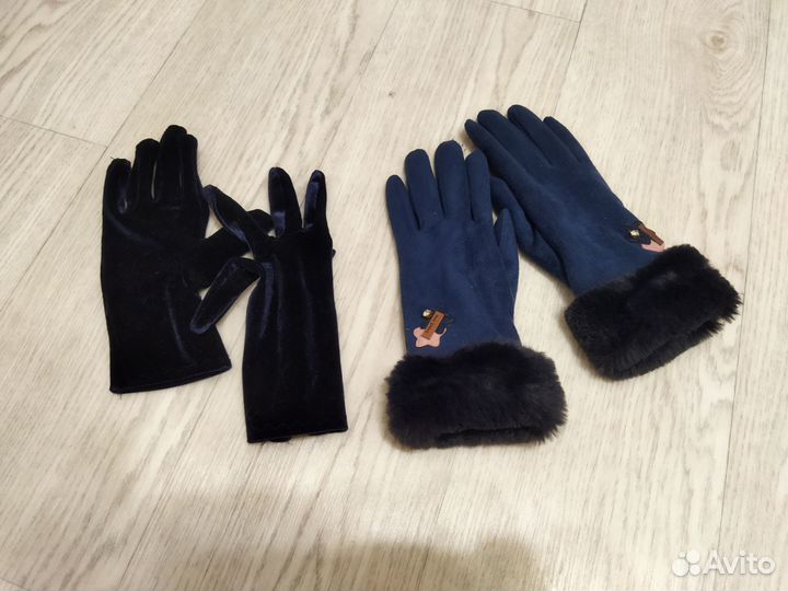 Перчатки зимние, бархатные и детские