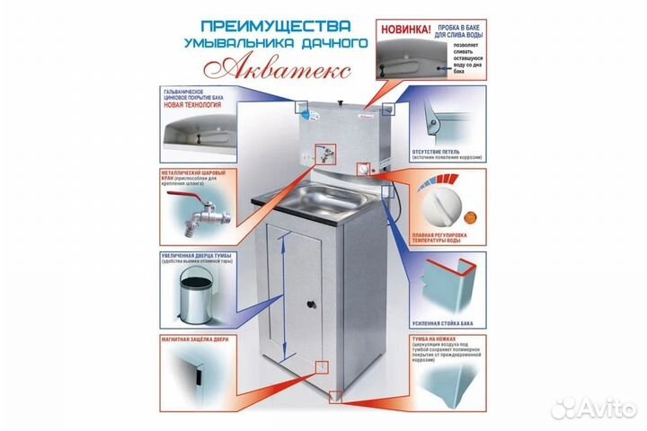 Умывальник Акватекс бак антикоррозийный с эвн 17л
