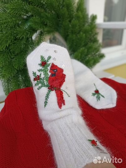 Варежки вязаные ручной работы