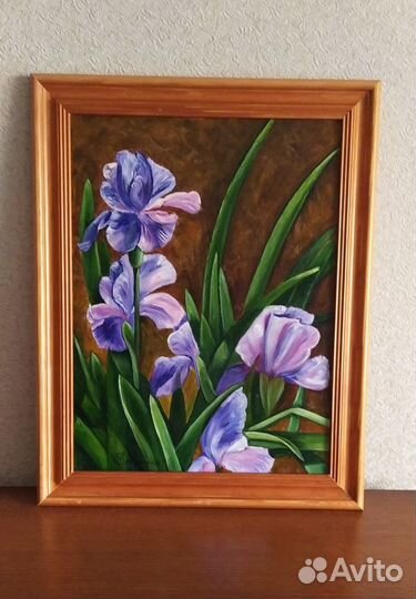 Картина маслом на холсте Ирисы