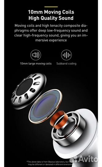 Наушники Baseus Encok W3, Bluetooth 5, TWS нов