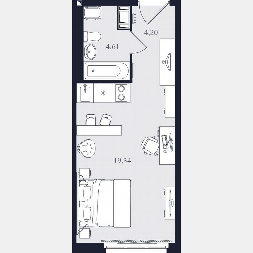 Апартаменты-студия, 28,2 м², 19/24 эт.
