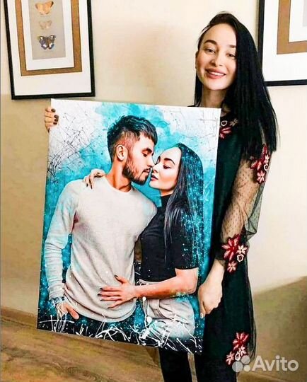 Портрет по фото на холсте на праздник с доставкой