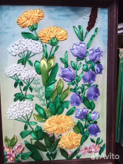 Картина вышивка лентами