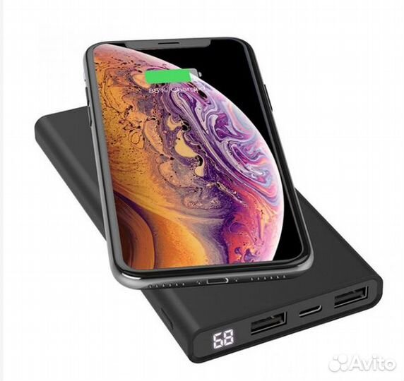 Power Bank (10000mAh+зу беспр) (hoco J37) Черный