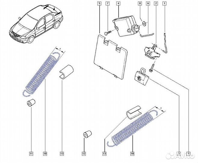 Пружина петли багажника Renault Logan K7M