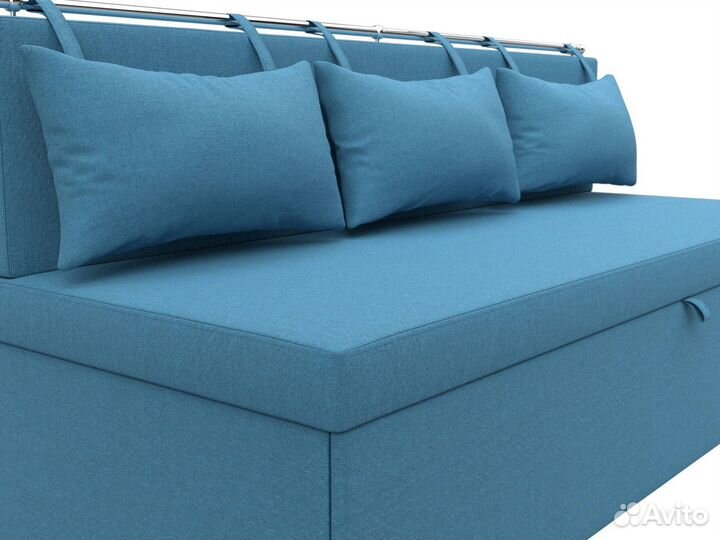 Диван кухонный прямой Метро, рогожка, амур голубой