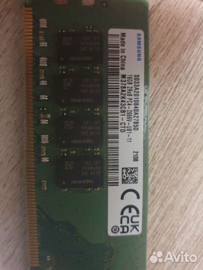 Оперативная память DDR 4 samsung на 16 GB