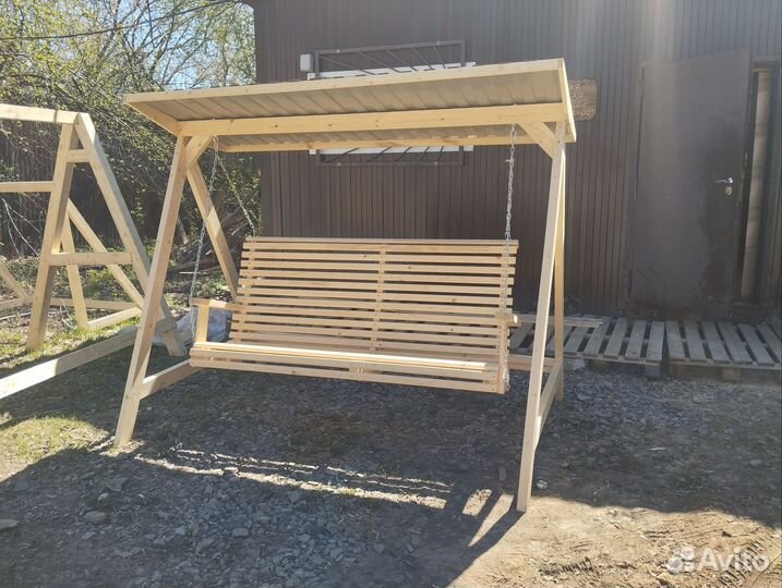 Качель деревянная садовая