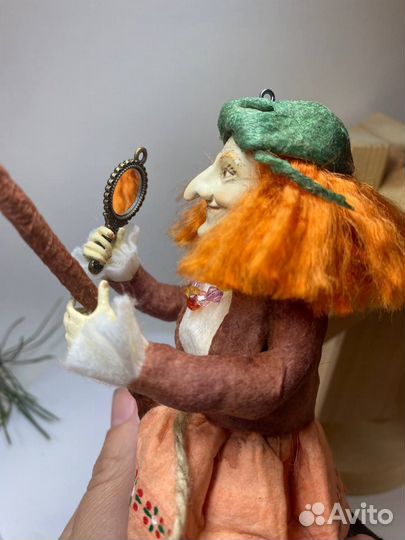 Ватная игрушка баба Яга на метле