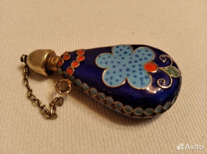 Флакон для духов винтаж (серебро, эмаль)