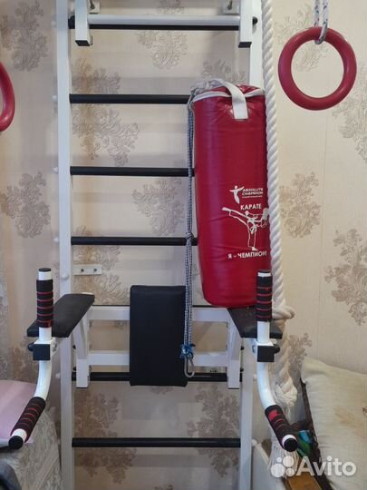 Шведская стенка с турником и брусьями