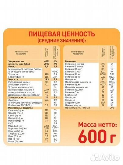 Детские смеси молочные