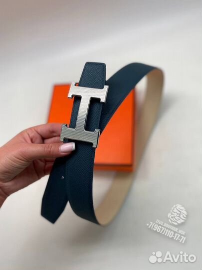 Мужской двухсторонний кожаный ремень Hermes