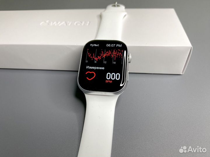 Apple watch 9 с яблоком при включении (серебро)