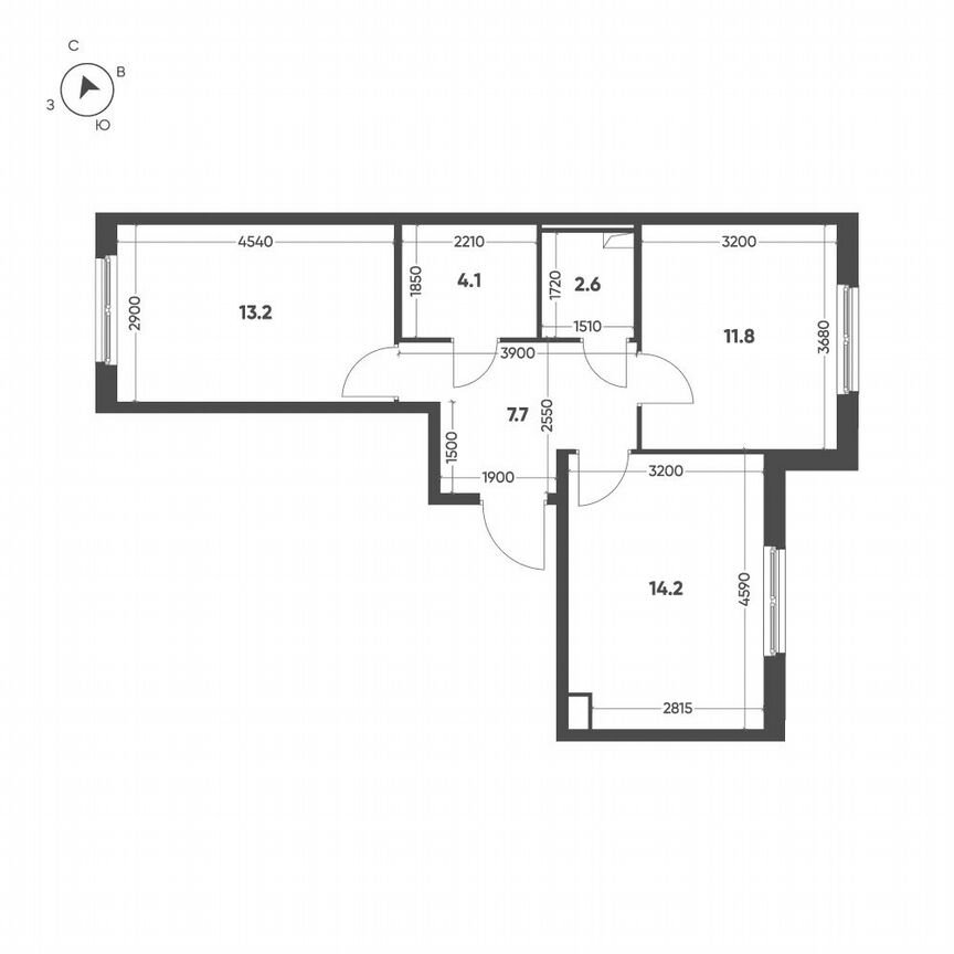 2-к. квартира, 53,6 м², 2/12 эт.