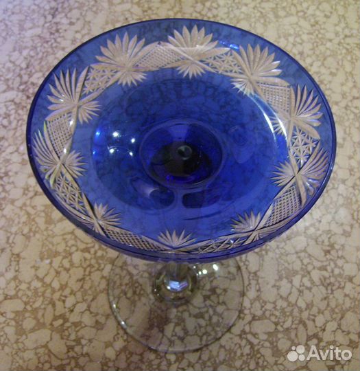 Ваза для фруктов цветной хрусталь 50-60 годы