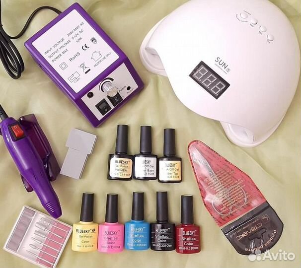 Набор для маникюра+аппарат+гель лаки проф