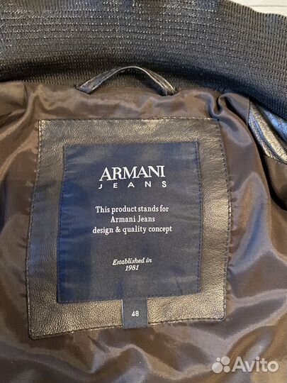 Кожаная куртка мужская armani