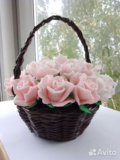 Корзинка роз из мыла