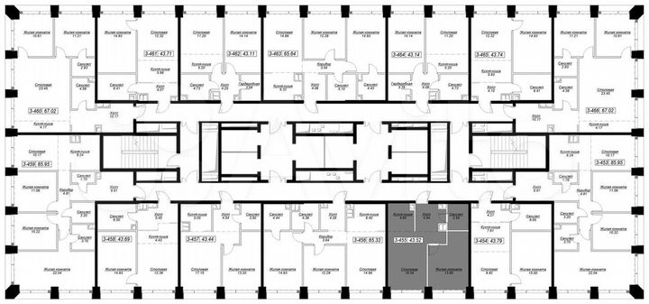 1-к. квартира, 43,4 м², 37/55 эт.