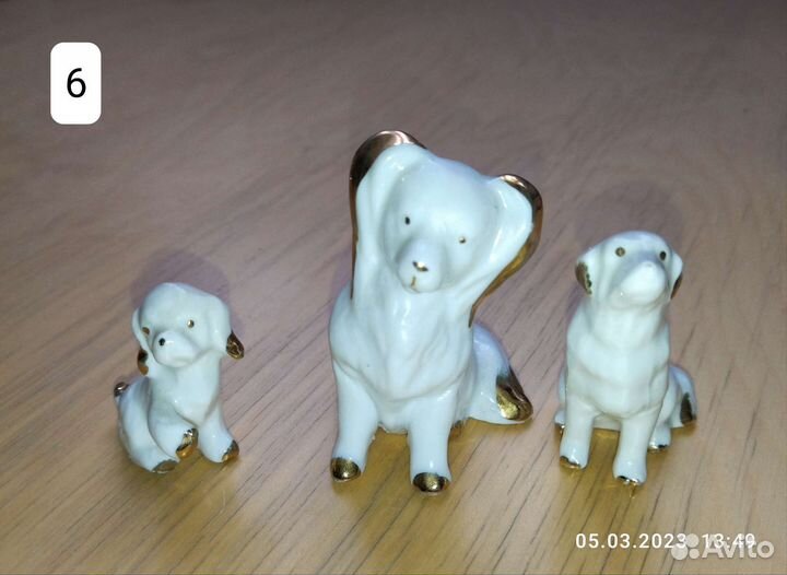 Статуэтки собак из фарфора, стекла и керамики