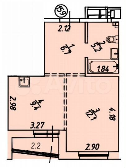 1-к. квартира, 35,6 м², 6/18 эт.