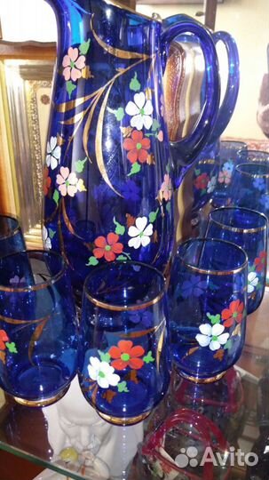 Кувшин цветное стекло СССР